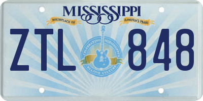 MS license plate ZTL848