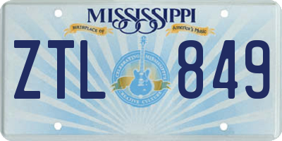 MS license plate ZTL849