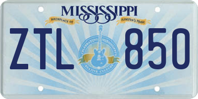 MS license plate ZTL850