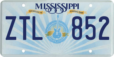 MS license plate ZTL852