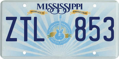 MS license plate ZTL853