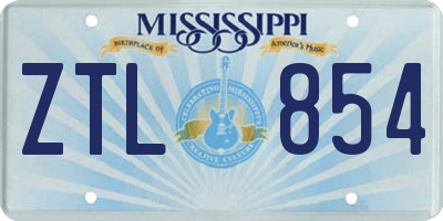 MS license plate ZTL854