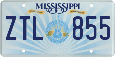 MS license plate ZTL855