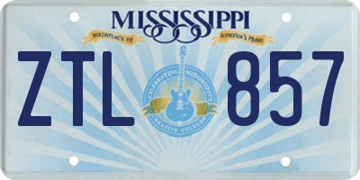 MS license plate ZTL857