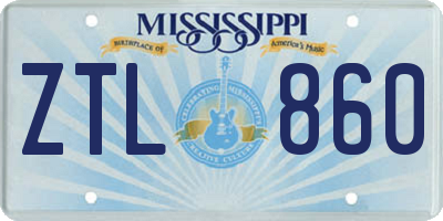 MS license plate ZTL860