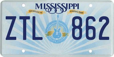 MS license plate ZTL862