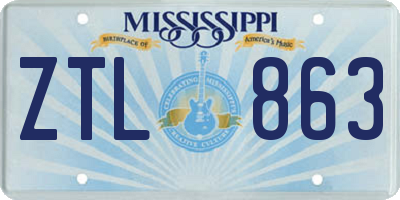MS license plate ZTL863