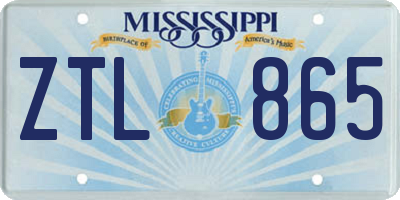 MS license plate ZTL865