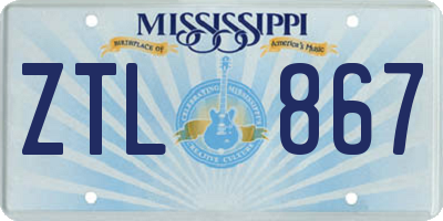 MS license plate ZTL867