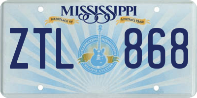 MS license plate ZTL868