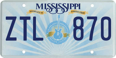 MS license plate ZTL870
