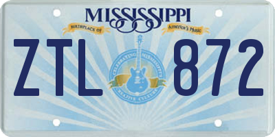 MS license plate ZTL872