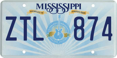 MS license plate ZTL874