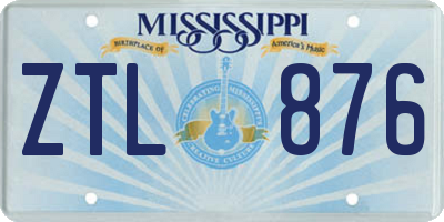 MS license plate ZTL876