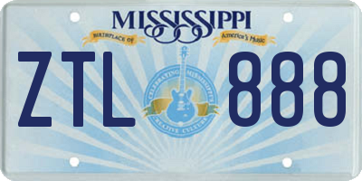 MS license plate ZTL888