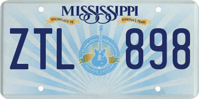 MS license plate ZTL898