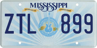 MS license plate ZTL899