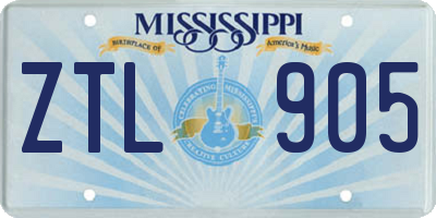 MS license plate ZTL905