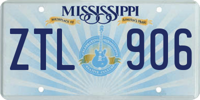 MS license plate ZTL906