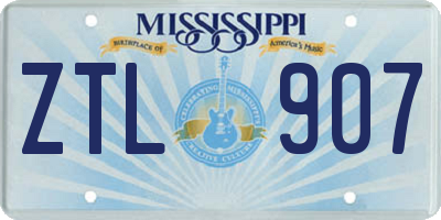 MS license plate ZTL907