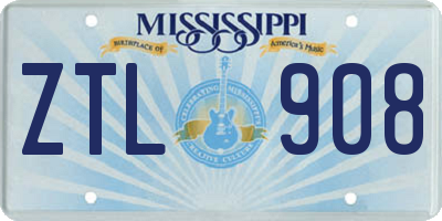 MS license plate ZTL908