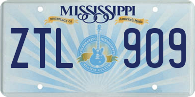 MS license plate ZTL909