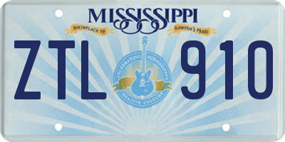 MS license plate ZTL910