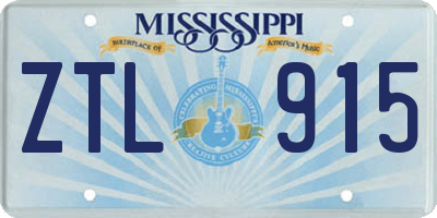 MS license plate ZTL915