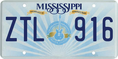 MS license plate ZTL916