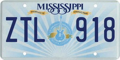MS license plate ZTL918
