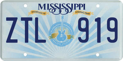 MS license plate ZTL919