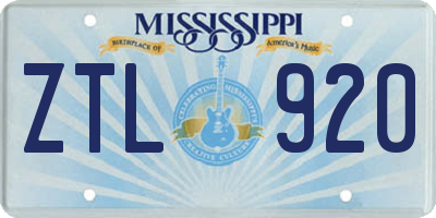 MS license plate ZTL920
