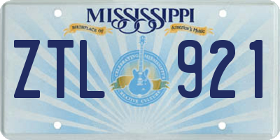 MS license plate ZTL921