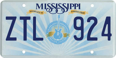 MS license plate ZTL924