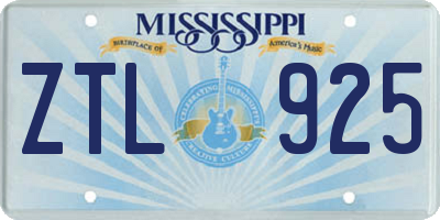 MS license plate ZTL925