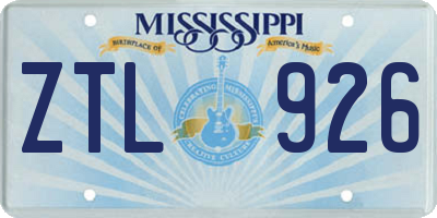 MS license plate ZTL926
