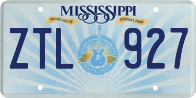 MS license plate ZTL927