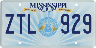 MS license plate ZTL929
