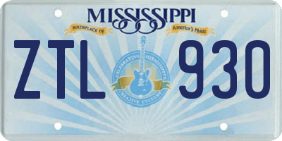 MS license plate ZTL930