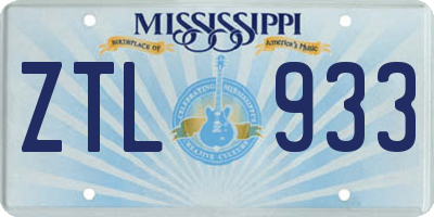 MS license plate ZTL933