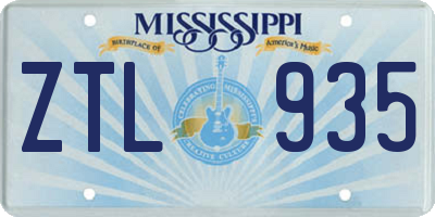 MS license plate ZTL935