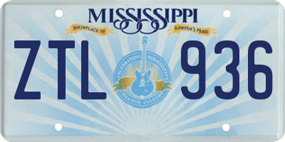 MS license plate ZTL936