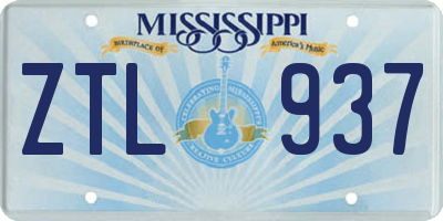 MS license plate ZTL937