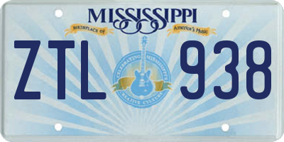 MS license plate ZTL938