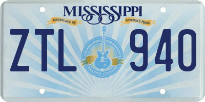 MS license plate ZTL940