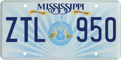 MS license plate ZTL950