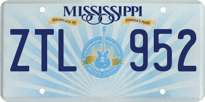MS license plate ZTL952