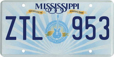 MS license plate ZTL953