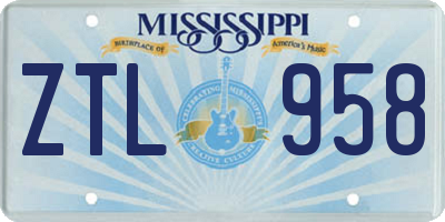MS license plate ZTL958