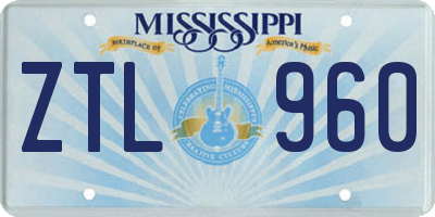 MS license plate ZTL960